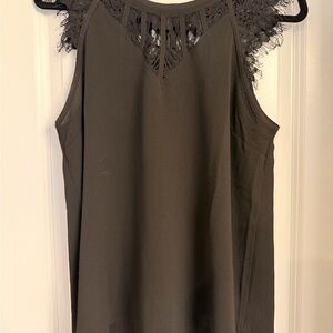 41 Hawthorn Lace Trim Tank Top - Dark Gray